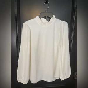 JCrew ivory ruffle collar blouse L